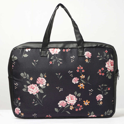 Floral Printed Canvas & PU Laptop Bag Fit 15.6 Inch Laptop